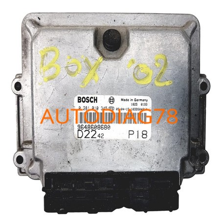 CALCULATEUR MOTEUR FIAT DUCATO JUMPER BOXER 2.2 HDI BOSCH 0281010345, 0 281 010 345, 9648608680 D2242 P18, 1039S04814 EDC15C7...