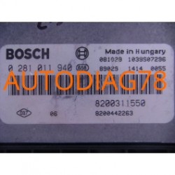 CALCULATEUR MOTEUR OPEL MOVANO RENAULT MASTER 2.5 DCI BOSCH 0 281 011 940, 0281011940, 8200311550, 8200442263, 1039S07296 Cal...