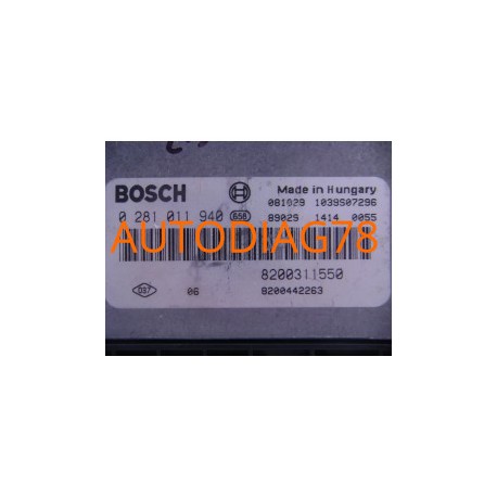 CALCULATEUR MOTEUR OPEL MOVANO RENAULT MASTER 2.5 DCI BOSCH 0 281 011 940, 0281011940, 8200311550, 8200442263, 1039S07296 Cal...