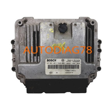 CALCULATEUR MOTEUR RENAULT MEGANE SCENIC 1.9 DCI BOSCH 0 281 011 647, 0281011647, EDC16C3, 8200386508 Calculateur Moteur|auto...
