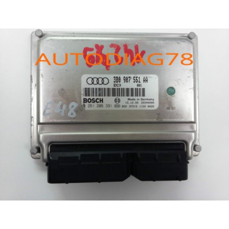 Calculateur Moteur AUDI A6 2.8 BOSCH 0 261 206 391, 0261206391, 3B0 907 551 AA, 3B0907551AA Calculateur Moteur|autodiag78
