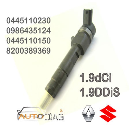 INJECTEUR BOSCH 0445110230 - 0986435124 1.9dCi 8200228225 8200273891 8200389369 autodiag78.com