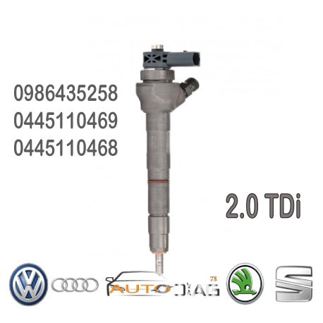 INJECTEUR BOSCH 0445110469 - 0445110468 2.0 TDI 0986435258 autodiag78.com