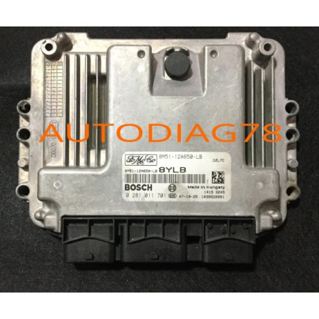 CALCULATEUR MOTEUR FORD FOCUS 1.6 TDCI BOSCH 0 281 011 701, 0281011701, 8M51-12A650-LB, 8M5112A650LB, 12A650LB, 1039S20991, 8...