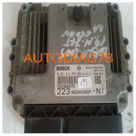 CALCULATEUR MOTEUR FIAT DOBLO 1.9 JTD, BOSCH 0 281 012 865, 0281012865,EDC16C39, 55 206 075, 55206075, 223 4834A3ABM-N1 Calcu...