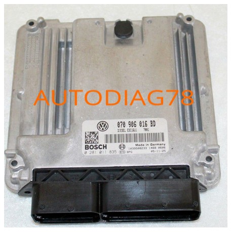 CALCULATEUR MOTEUR VW VOLKSWAGEN T5 2.5TDI, BOSCH 0 281 011 835, 0281011835, 070 906 016 BD, 070906016BD, EDC16U1 Calculateur...
