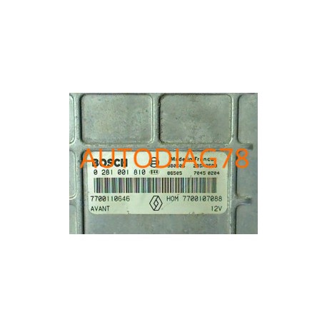 CALCULATEUR MOTEUR RENAULT MEGANE 1.9 DTI BOSCH 0 281 001 810, 0281001810, HOM 7700107088, HOM7700107088, 7700110646 Calculat...